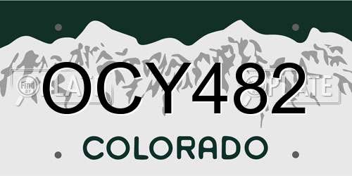 OCY482 Colorado License Plate