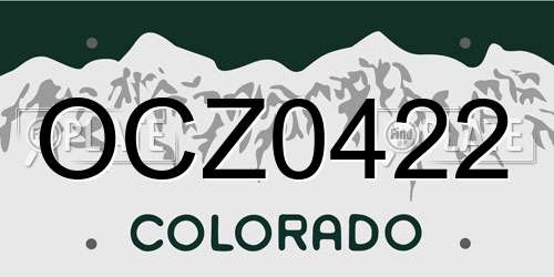 OCZ0422 Colorado License Plate
