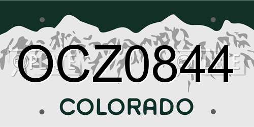 OCZ0844 Colorado License Plate