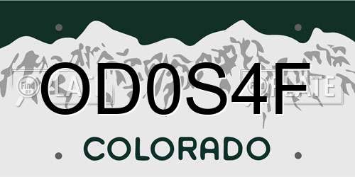 OD0S4F Colorado License Plate