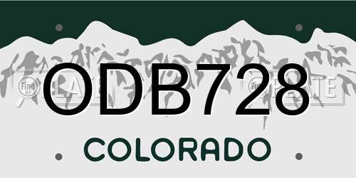 ODB728 Colorado License Plate