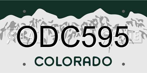 ODC595 Colorado License Plate