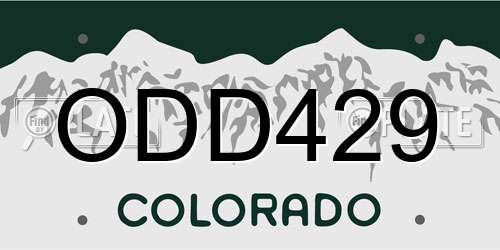 ODD429 Colorado License Plate