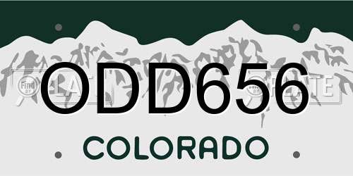 ODD656 Colorado License Plate