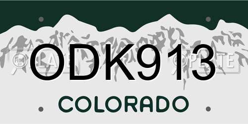 ODK913 Colorado License Plate
