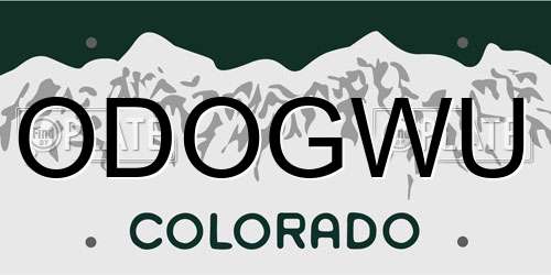 ODOGWU Colorado License Plate