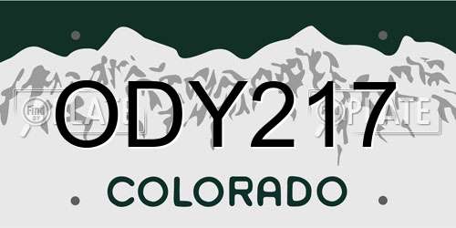 ODY217 Colorado License Plate
