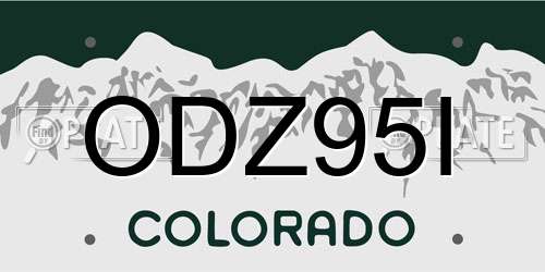 ODZ95I Colorado License Plate