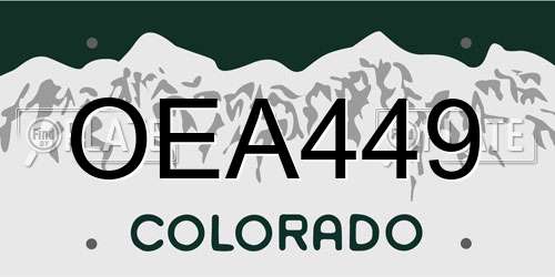 OEA449 Colorado License Plate