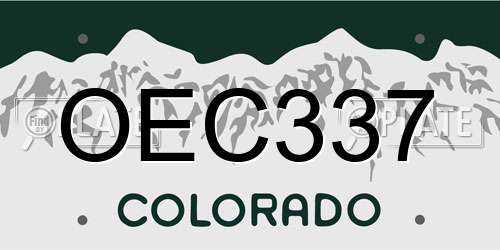OEC337 Colorado License Plate