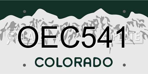 OEC541 Colorado License Plate