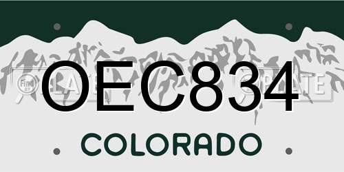 OEC834 Colorado License Plate