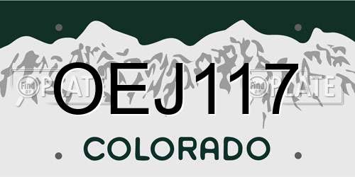 OEJ117 Colorado License Plate