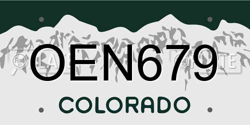 OEN679 Colorado License Plate