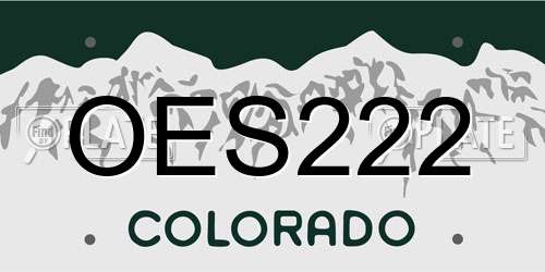 OES222 Colorado License Plate