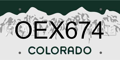 OEX674 Colorado License Plate