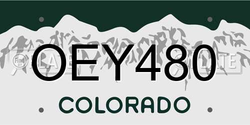 OEY480 Colorado License Plate