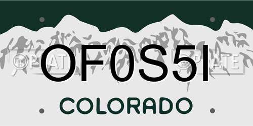 OF0S5I Colorado License Plate