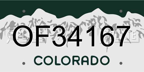 OF34167 Colorado License Plate