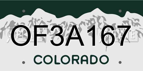 OF3A167 Colorado License Plate