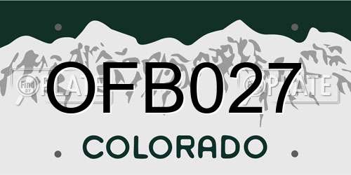 OFB027 Colorado License Plate