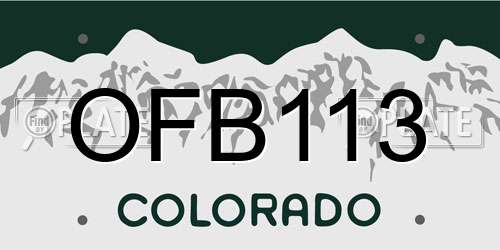 OFB113 Colorado License Plate