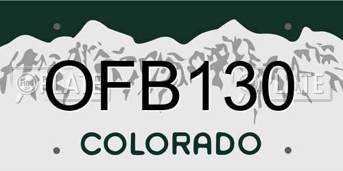 OFB130 Colorado License Plate