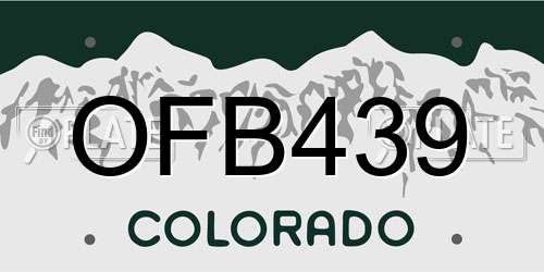 OFB439 Colorado License Plate