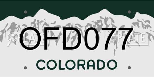 OFD077 Colorado License Plate