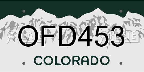 OFD453 Colorado License Plate