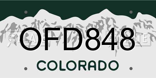 OFD848 Colorado License Plate