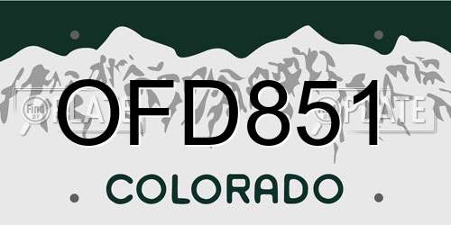 OFD851 Colorado License Plate