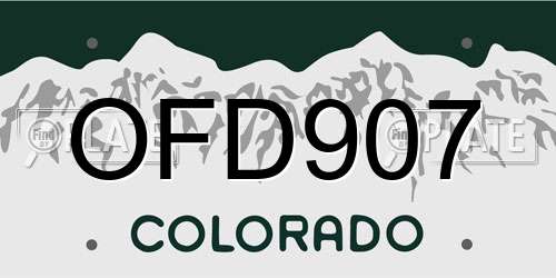 OFD907 Colorado License Plate