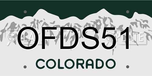 OFDS51 Colorado License Plate
