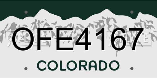 OFE4167 Colorado License Plate