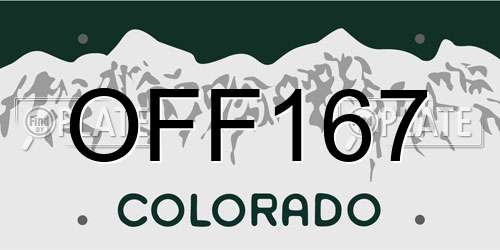 OFF167 Colorado License Plate