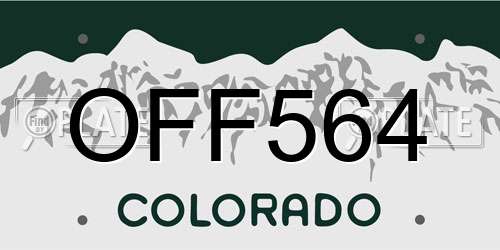 OFF564 Colorado License Plate