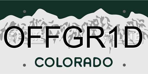 OFFGR1D Colorado License Plate