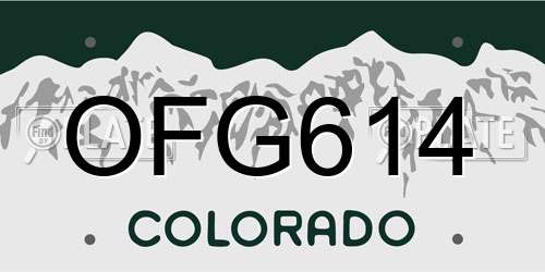 OFG614 Colorado License Plate