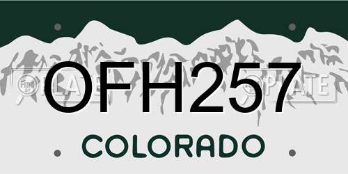 OFH257 Colorado License Plate