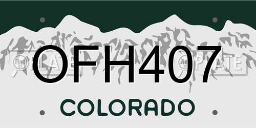 OFH407 Colorado License Plate