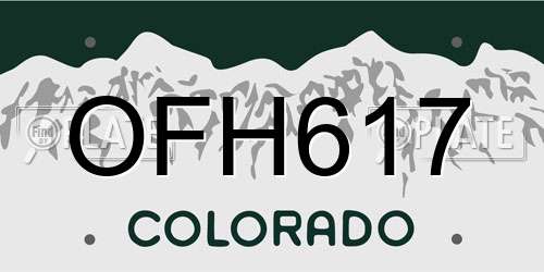 OFH617 Colorado License Plate
