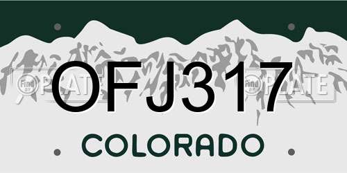 OFJ317 Colorado License Plate