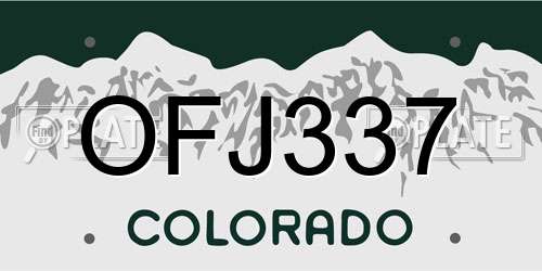 OFJ337 Colorado License Plate