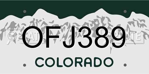 OFJ389 Colorado License Plate