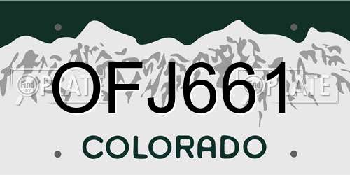 OFJ661 Colorado License Plate