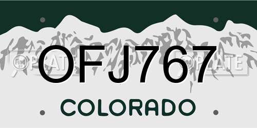 OFJ767 Colorado License Plate