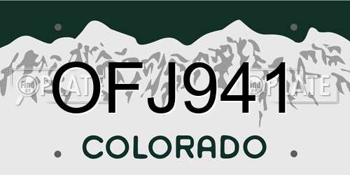 OFJ941 Colorado License Plate