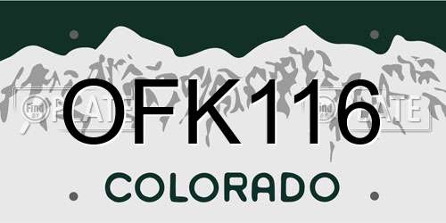 OFK116 Colorado License Plate