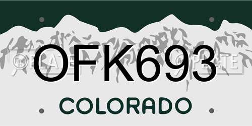 OFK693 Colorado License Plate